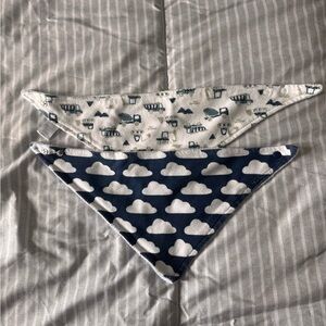 Navy and White Cloud Print Bandana Bibs